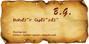 Bohár Győző névjegykártya